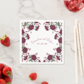 Maroon Rose Wedding スタンダードカクテルナプキン (インサイチュ)