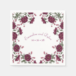 Maroon Rose Wedding スタンダードカクテルナプキン