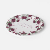Maroon Rose Wedding ペーパープレート (アングル)