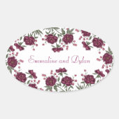 Maroon Rose Wedding 楕円形シール (正面)