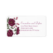 Maroon Rose Wedding Address Labels ラベル (正面)