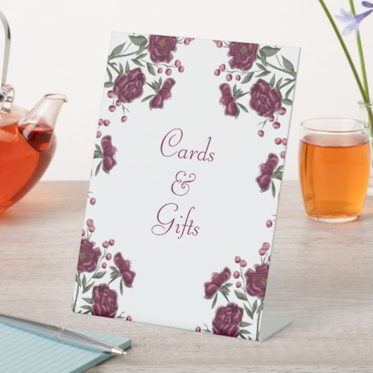 Maroon Rose Wedding Cards Gift Sign 台座サイン (インサイチュ)