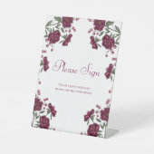 Maroon Rose Wedding Guest Book Sign 台座サイン (正面)