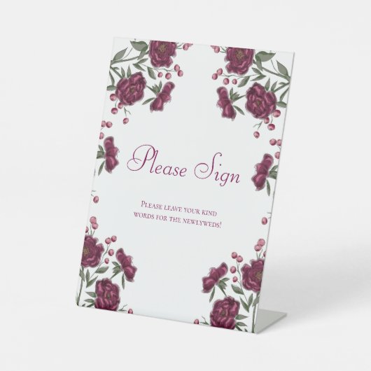 Maroon Rose Wedding Guest Book Sign 台座サイン (正面)