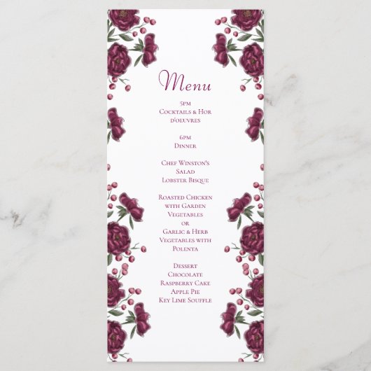 Maroon Rose Wedding Menus メニュー (正面)