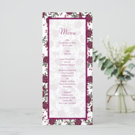 Maroon Rose Wedding Menus メニュー (スタンド正面)