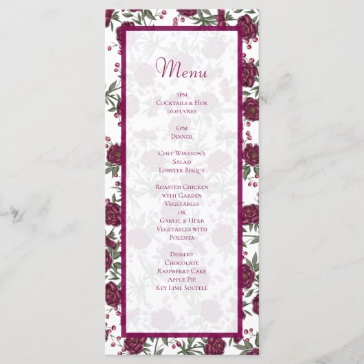 Maroon Rose Wedding Menus メニュー (正面)