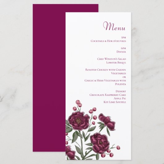 Maroon Rose Wedding Menus メニュー (正面/裏面)
