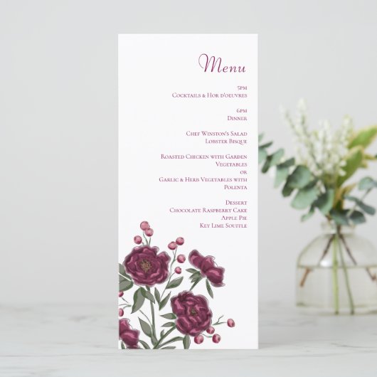 Maroon Rose Wedding Menus メニュー (スタンド正面)
