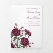Maroon Rose Wedding Programs 三つ折りプログラム (カバー)