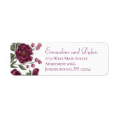 Maroon Rose Wedding Return Address Labels ラベル (正面)