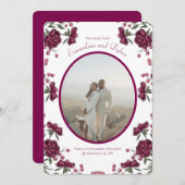 Maroon Rose Wedding Save the Date 招待状 (正面/裏面)