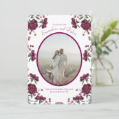 Maroon Rose Wedding Save the Date 招待状 (スタンド正面)