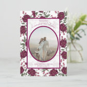 Maroon Rose Wedding Save the Date 招待状 (スタンド正面)