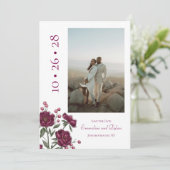 Maroon Rose Wedding Save the Date 招待状 (スタンド正面)