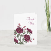 Maroon Rose Wedding Thank You Cards 招待状 (正面)