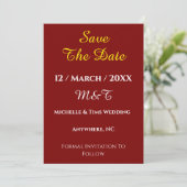 Maroon Save the Date Wedding Card | Elegant  招待状 (スタンド正面)