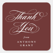 Maroon Scriptエレガント Graduation Thank You スクエアシール (正面)