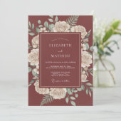 Maroon Sophisticated Autumnal Wedding 招待状 (スタンド正面)