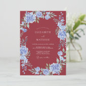 Maroon Sophisticated Floral Wedding 招待状 (スタンド正面)