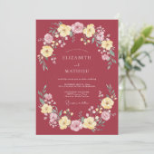 Maroon Stately Botanical Wedding 招待状 (スタンド正面)