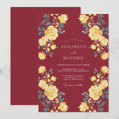 Maroon Striking Fall Wedding 招待状 (正面/裏面)