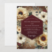 Maroon Teal Still Life Wedding 招待状 (正面/裏面)