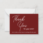 Maroon Thank You For Your Order Note Card ノートカード (正面)