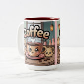 Maroon Two-Tone Cute Coffee Mug ツートーンマグカップ (正面左)