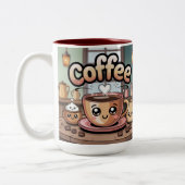 Maroon Two-Tone Cute Coffee Mug ツートーンマグカップ (左)