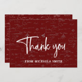 Maroon Typography Mathematics Formulas Graduation サンキューカード (正面/裏面)