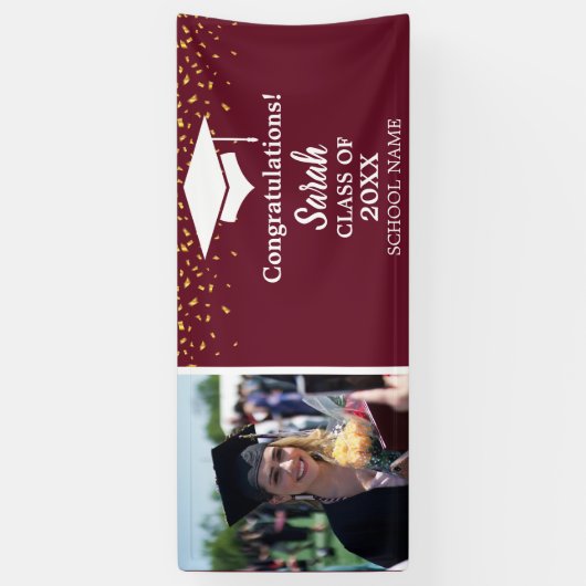 Maroon & White卒業写真クラス2025 横断幕 (縦)