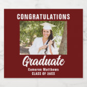 Maroon White大学院写真2025卒業パーティー スパークリングワインラベル (シングルラベル)