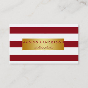 Maroon & White Chicストライプ金ゴールド 名刺