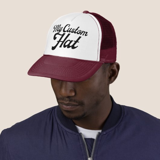 MAROON & WHITE Custom Trucker Hat Mesh Cap Blank キャップ (インサイチュ)