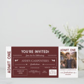 Maroon & White Graduation Faux Ticket | 招待状 (スタンド正面)