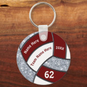 Maroon, White, Silver Cheap Volleyball Keychains キーホルダー (正面)