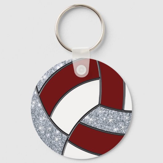 Maroon, White, Silver Cheap Volleyball Keychains キーホルダー (裏面)