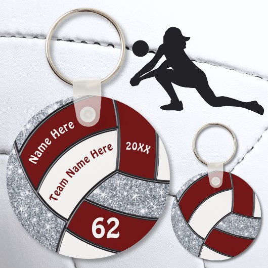 Maroon, White, Silver Cheap Volleyball Keychains キーホルダー