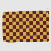 Maroon with Metallic Gold Square Pattern ゴルフタオル (横)