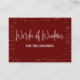 Maroon Words of Wisdom Math Graduation Advise エンクロージャーカード