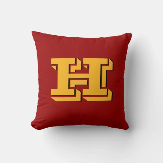 Maroon & Yellow School Pride Color Style Monogram クッション (正面)