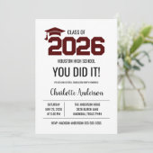Maroon You Did It Graduation Photo 招待状 (スタンド正面)