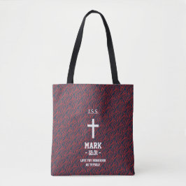 Maroon Zebra Stripes Pattern Bible Verse Christian トートバッグ