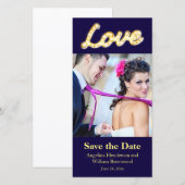 Marquee Lights日付の写真カードを保存 セーブザデート (正面/裏面)