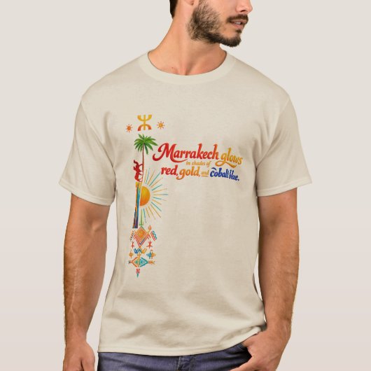 Marrakech Glows – Vibrant Moroccan Art Tee Tシャツ (正面)
