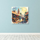 Marrakech Medina Marketplace Stretched Canvas キャンバスプリント (インサイチュ (ウッドフロア))
