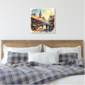 Marrakech Medina Marketplace Stretched Canvas キャンバスプリント (インサイチュ (寝室))