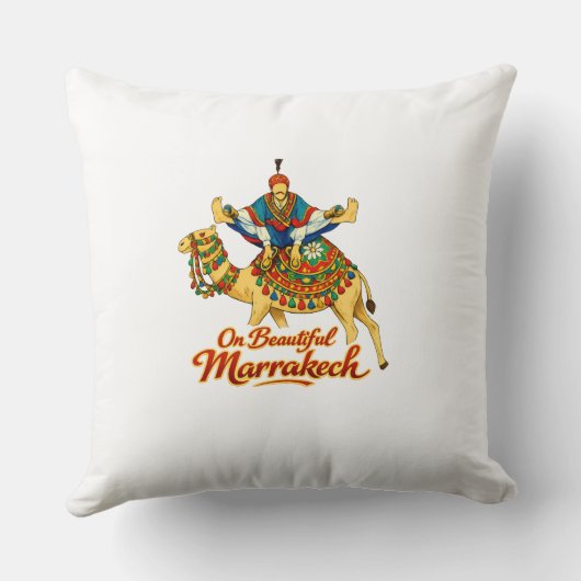 Marrakech Morocco Design Vibrant Travel Art クッション (裏面)