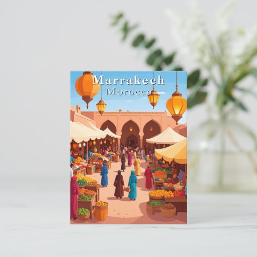 Marrakech Morocco Moroccan Souk and Market Travel ポストカード (スタンド正面)